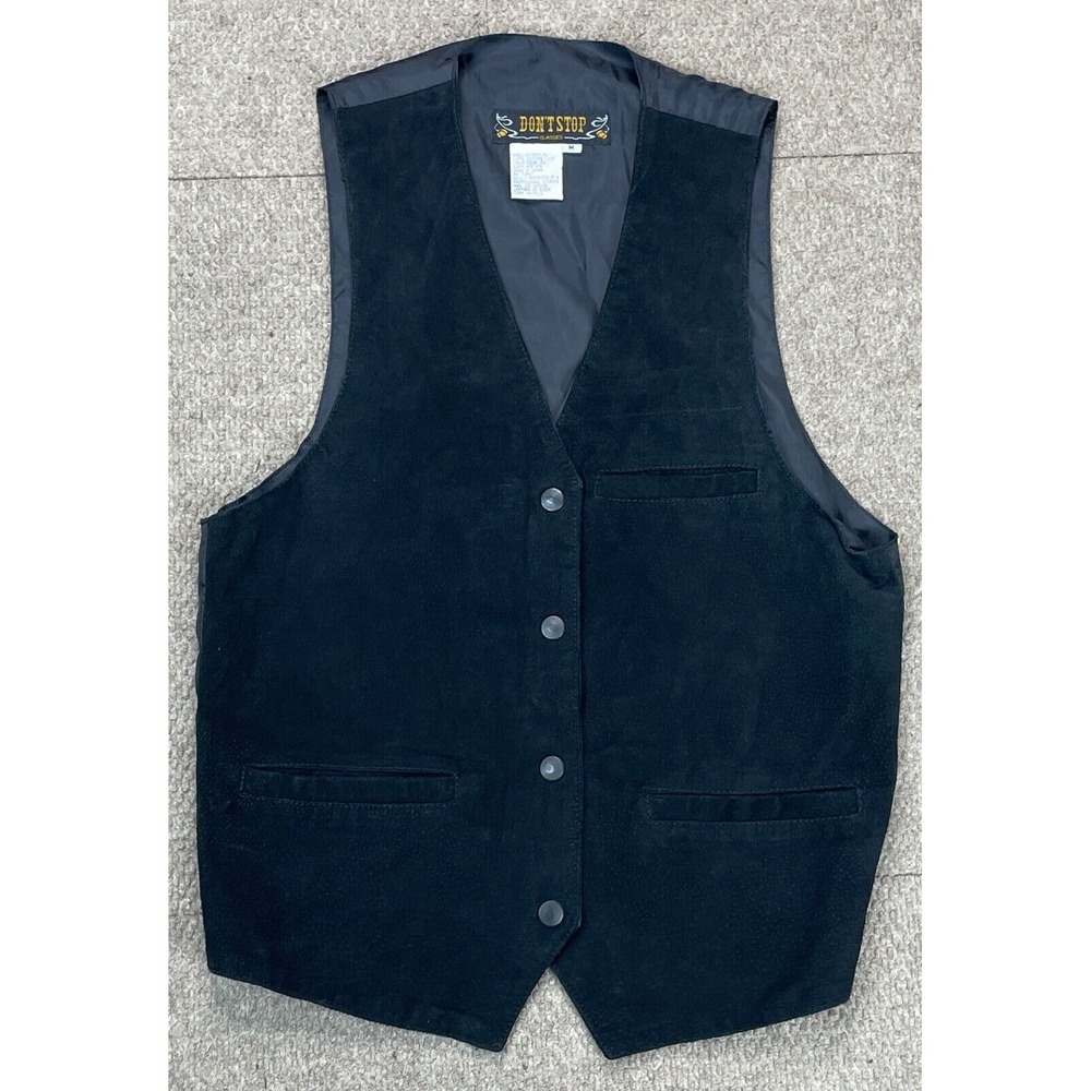 Don't Stop Classics Vintage Men's Black Suede Vest Size Medium